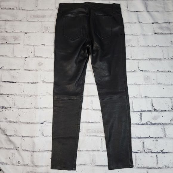 JOES JEANS Black Perforated 100% Leather Skinny High Rise Ankle Pants Size 29 - Picture 4 of 4